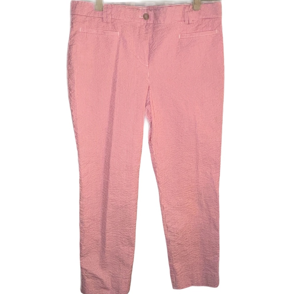 NWOT Ann Taylor Pink Stripe Seersucker Cotton Crop Pants 10